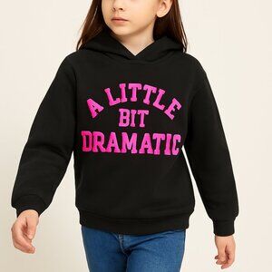 SHEIN Graphic Hoodie Black Pink Text Girls Size 11 Yrs Soft